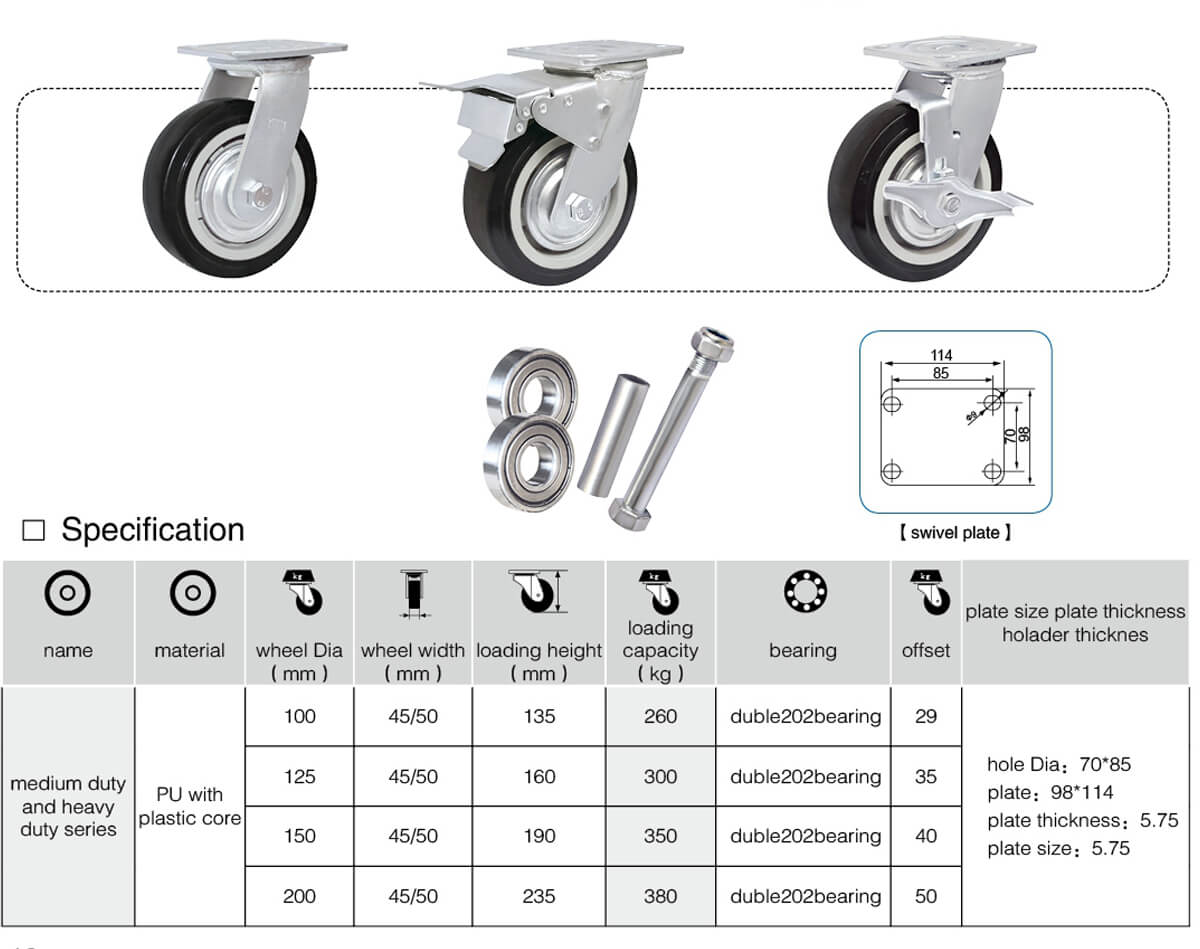 Black PU caster wheel