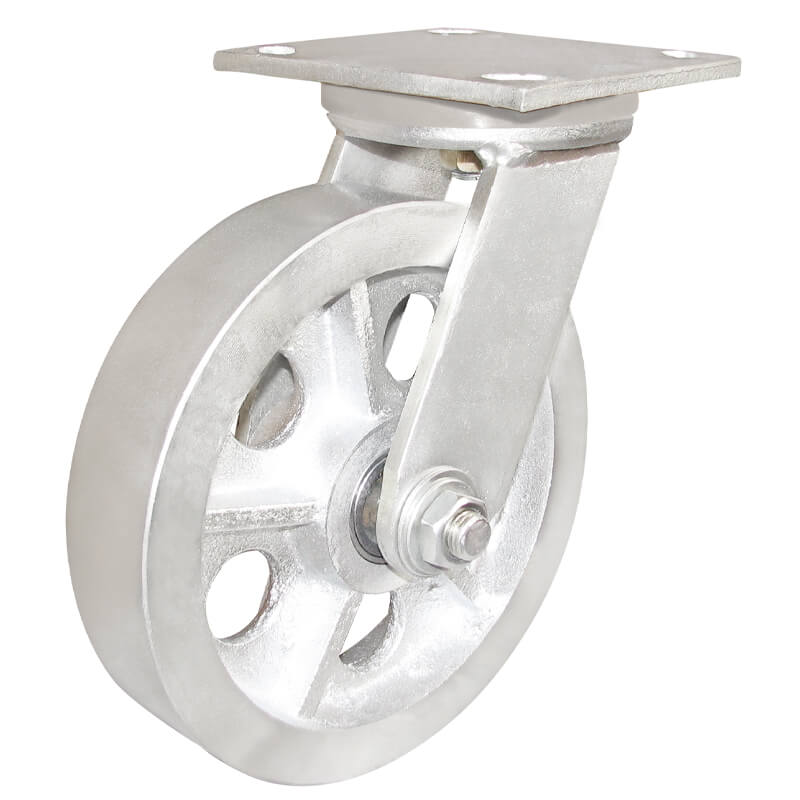 CasterHQ 8" x 2" Steel Wheel CastersSet of 4 Swivel Casters with Brakes 