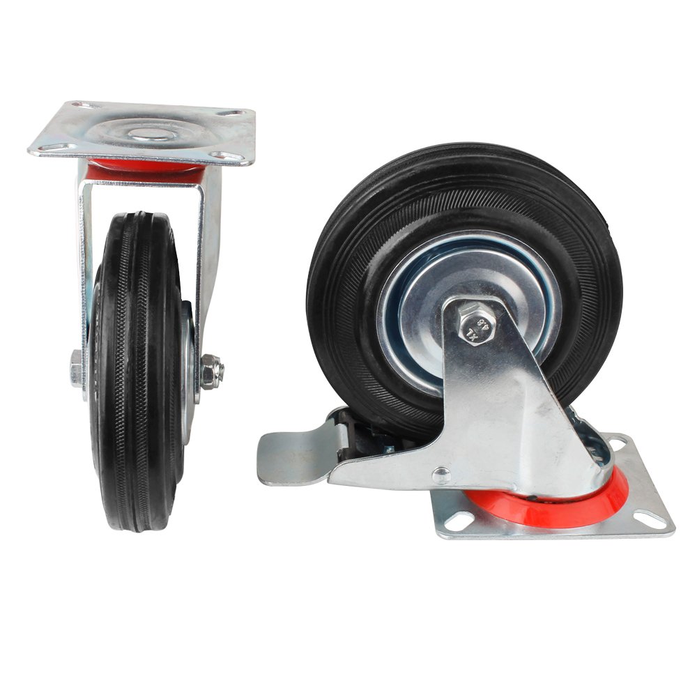 MUMA 4 Castor Wheels 50mm 150kg Heavy Duty Swivel Wheel For Furniture Table Trolley Bed Workbench Color : 2 universal+2 brakes, Size : 2 inch 