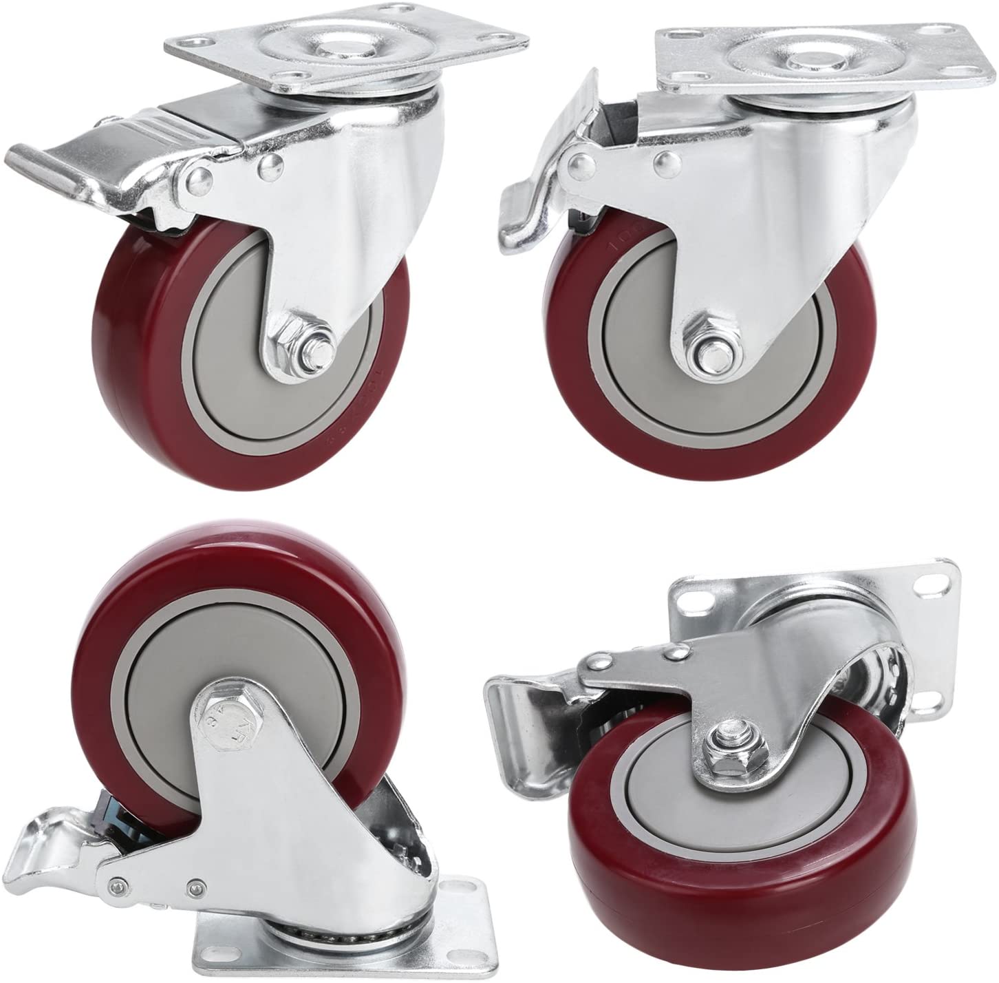 QERNTPEY 4Pcs Furniture Casters,Swivel Casters,Household Replacement Casters,Transportation Casters,for Kitchens,Bedrooms,Garages,Rubber Casters,Silent and Wear-Resistant,4swivel,20mm/0.8in 